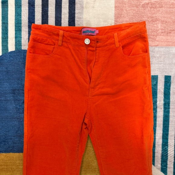 Edikted Tony Corduroy Flare Pants Orange S NWT 70s Boho Festival Bell Bottoms - Picture 2 of 6